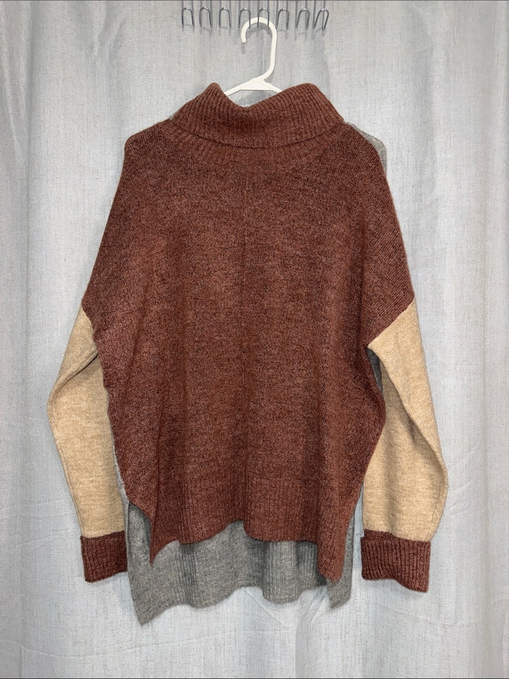Tribal Colorblock Turtleneck Knit Pullover Sweater